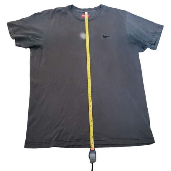 SUPREME Distressed T-Shirt Black Grey Embroidered Logo (Men's Size XL) As Is - Picture 3 of 7